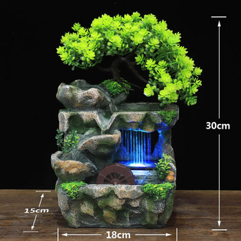 Εσωτερική Προσομοίωση Ρητίνη Rockery Fake Tree Feng Shui Waterfall Fountain για διακόσμηση γραφείου σπιτιού χωρίς ατμοποιητή