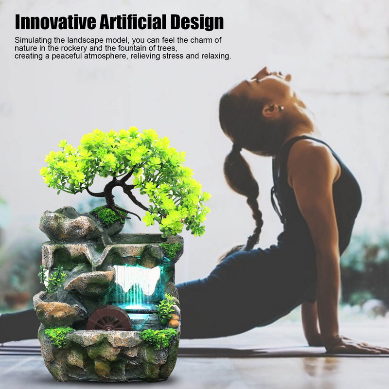 Siseruumide simulatsioonivaigu kiviktaimla võltspuu Feng Shui juga purskkaev kodukontori töölaua kaunistamiseks ilma pihustita