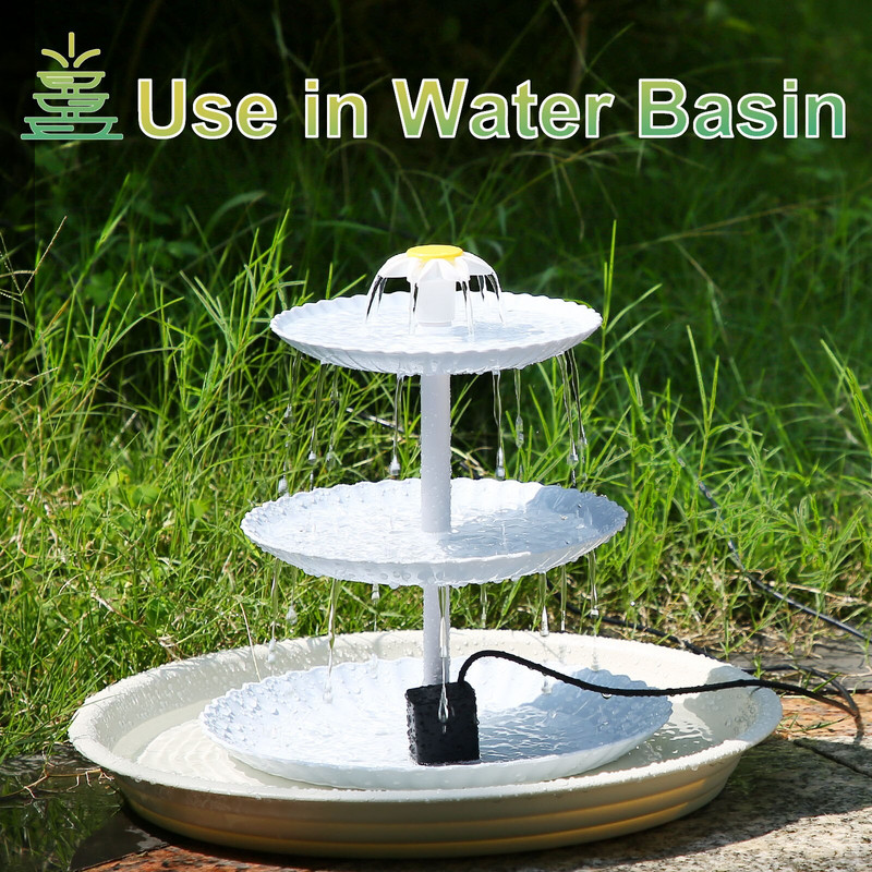 AISITIN 3 pakopų paukščių vonia su 2,5 W saulės siurbliu, „pasidaryk pats“ saulės fontanu nuimamas ir tinkamas paukščių voniai, sodo dekoravimui