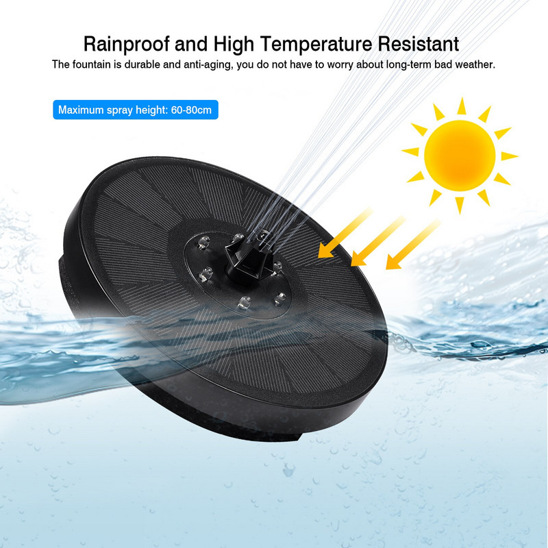 Nové 7V/3W solárne vodné fontánové čerpadlo, farebné LED svetlá, plávajúca záhradná fontána, čerpadlo, bazény, jazierko, trávnik, dekorácia