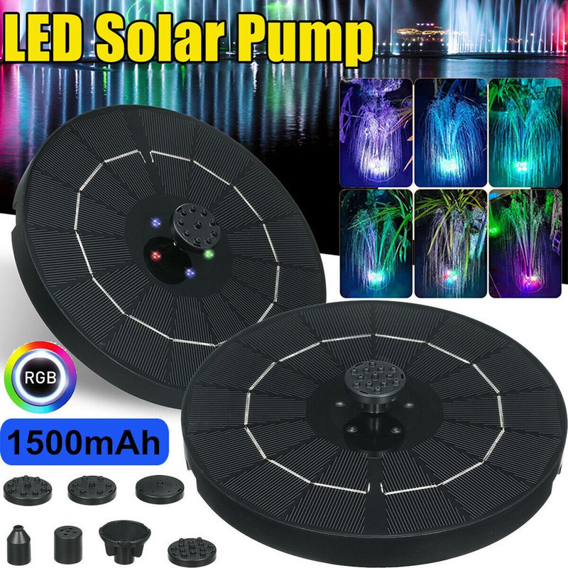 LED solárne napájané vodné fontány, plávajúca záhradná vodopádová pumpa, fontána, bazén, jazierko, vtáčia kúpeľňa pre záhradnú dekoráciu, vonkajšiu...