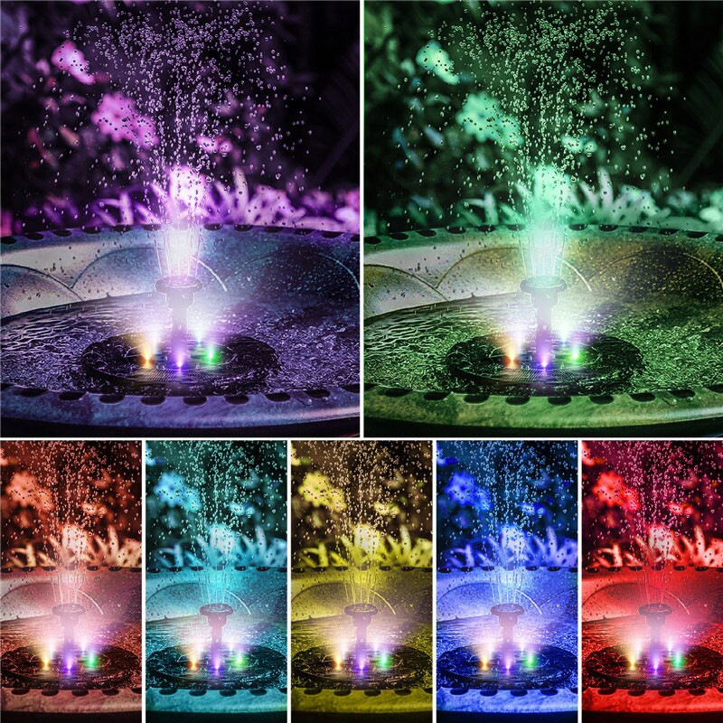 2022 m. Naujas 4,5 V / 3 W saulės vandens fontano siurblys Spalvingi LED žibintai Plaukiojantis sodo fontanas siurblys baseinai, tvenkiniai, vejos dekoras