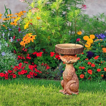 Ρητίνη Raccoon Birdbath Polyresin Antique Garden Bird Bath για το σπίτι Κήπος Αυλή Διακόσμηση κήπου Εξωτερική κηπουρική Διακόσμηση αυλής