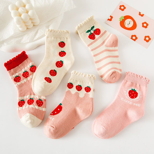 Vaikiškos kojinės su gėlių motyvais