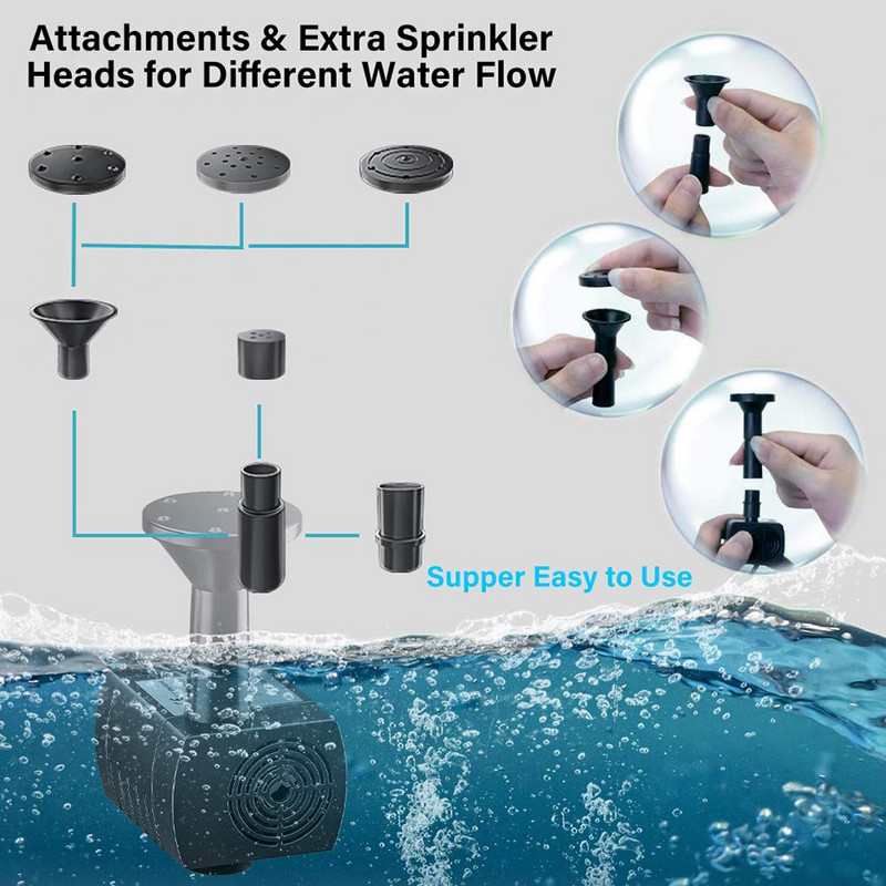 Naujas saulės fontano vandens siurblio komplektas, patobulintas saulės energija varomas fontano siurblys su kuoliu sodui, kiemui, baseinui, žuvų rezervuarui, akvariumui