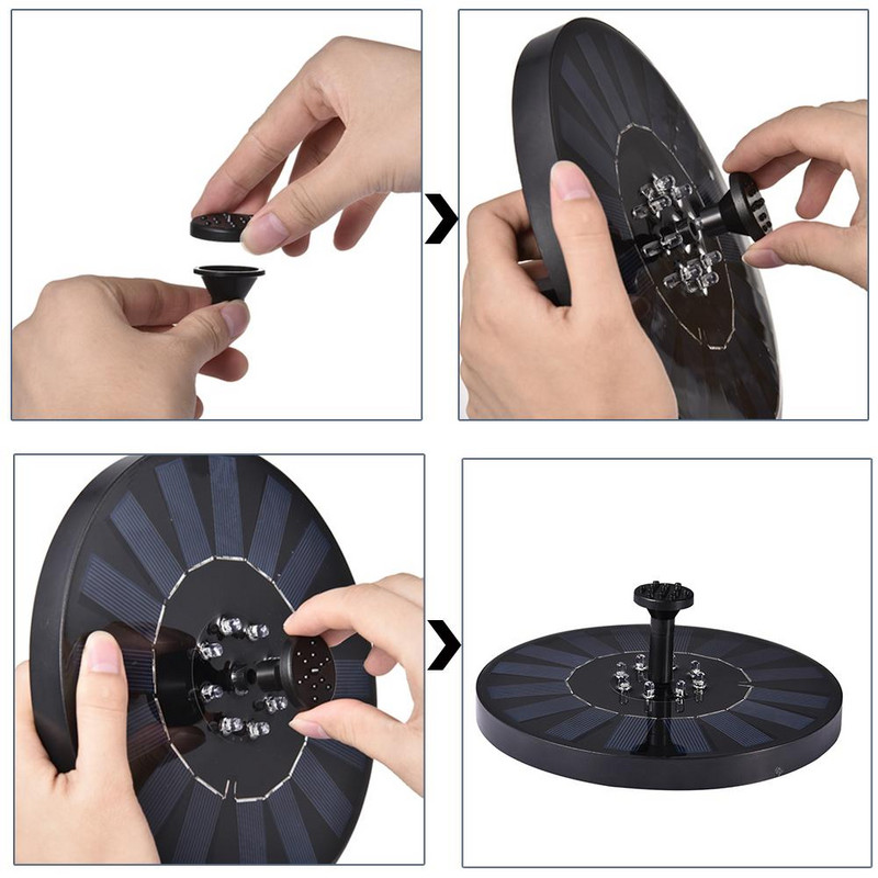 Napenergiával működő szökőkút szivattyú LED világítás kerti medence tó merülő úszó napelemes szökőkút kültéri dekorációhoz