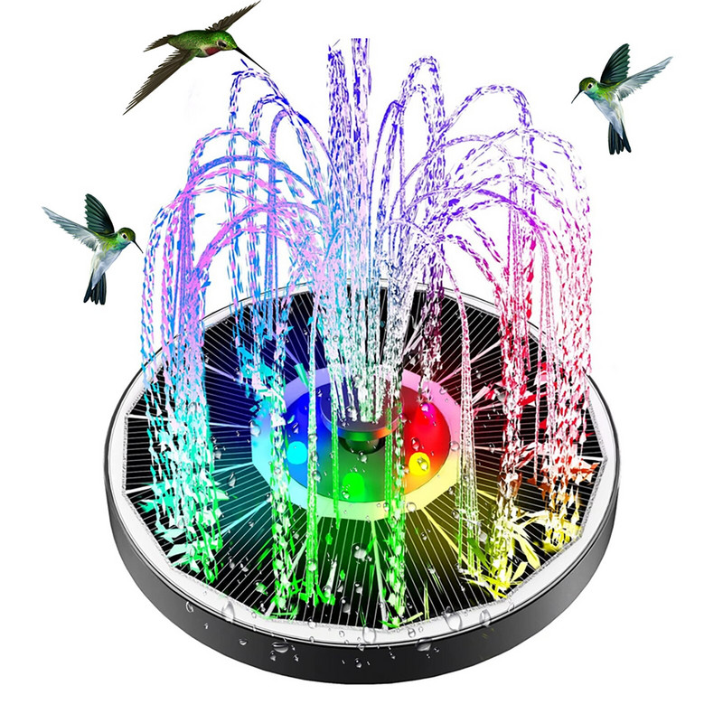3,5 W solárna záhradná fontána s vtáčím kúpeľom, plávajúci vodopád so 6 tryskami pre záhradné jazierko, bazén, akvárium, vonkajšie