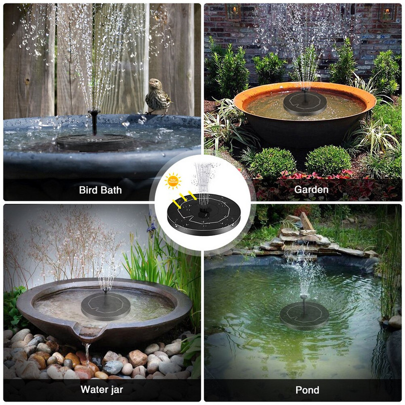 Skladové zásoby 5V/3,5W plávajúca solárna fontána, záhradná fontána, bazén, jazierko, vtáčia kúpeľ, solárny panel, fontána, vodné čerpadlo