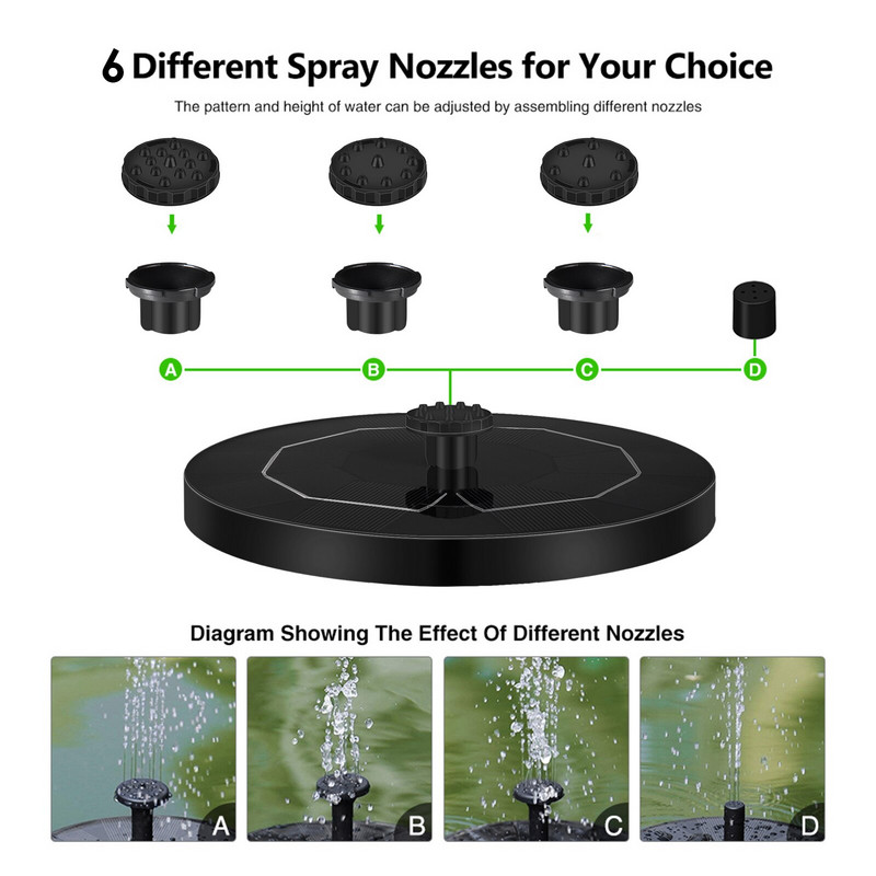 Skladové zásoby 5V/3,5W plávajúca solárna fontána, záhradná fontána, bazén, jazierko, vtáčia kúpeľ, solárny panel, fontána, vodné čerpadlo