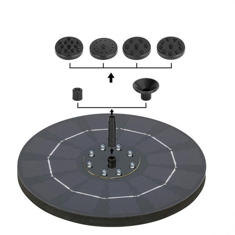 Mini napelemes szökőkút Kert tájképi szökőkút kültéri medence úszó szökőkút Madárfürdő Napenergiával működő szökőkút 6 fúvókával