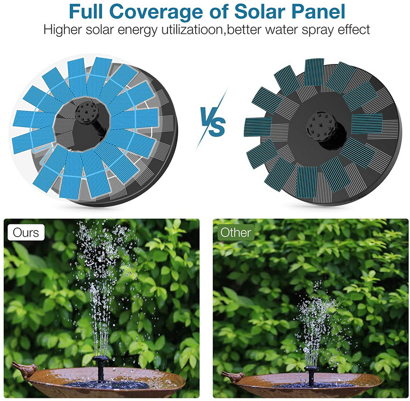 AISITIN 3,5 W saulės fontanas, saulės energija varomas fontanas su 6 purkštukais, saulės vandens fontanas paukščių vonioms, sodo dekoravimas
