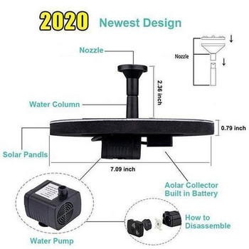 Solar Fountain Solar Powered Floating Water Fountains Pool Pond Bird Bath Καταρράκτης Συντριβάνι Διακοσμήσεις κήπου 13cm/16cm/18cm