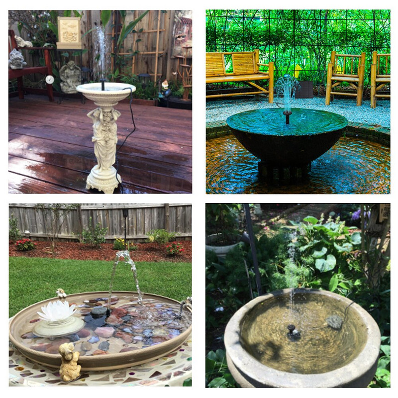 Sodo saulės fontanas Vandens fontanas Kiemo apdaila Baseino tvenkinys su 6 purkštukais vandens siurblys Saulės energija varomas fontanas Sodas lauke