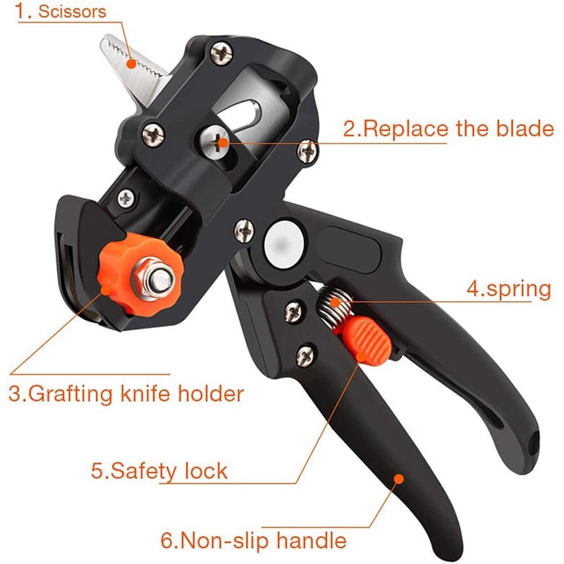 Skiepijimo genėjimo įrankis Sodo skiepijimo įrankis Profesionalus šakų pjoviklis Secateur genėjimo augalų žirklės Dėžės vaismedžių skiepijimo žirklės