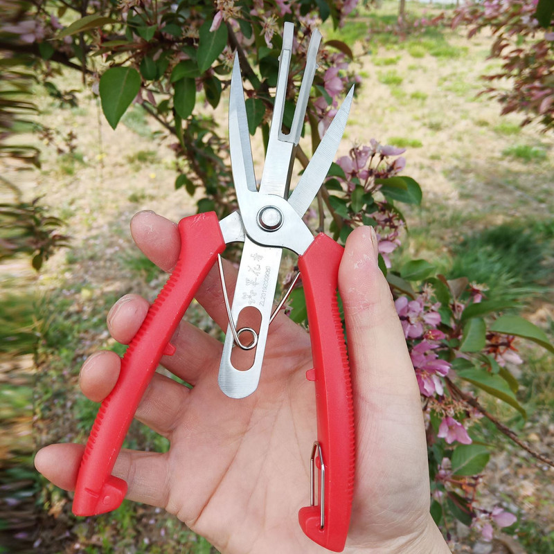 1/2/5 DB Mezőgazdasági ritkító olló Kétnyílású gyümölcs- és virágritkító olló Többcélú metsző gyümölcsfa metszőszerszámok