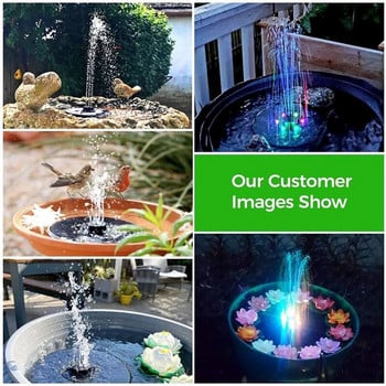 6V 1,5W 6 LED Solar Fountain Bird Shower Solution with Colorful Lights Swimming Pool Solar Water Pump for Garden Bird Bath Pond