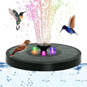 6V 1.5W 6 LED соларен фонтан Душ фонтан за птици с цветни светлини Плувен басейн Слънчева водна помпа за градинско езерце за баня с птици
