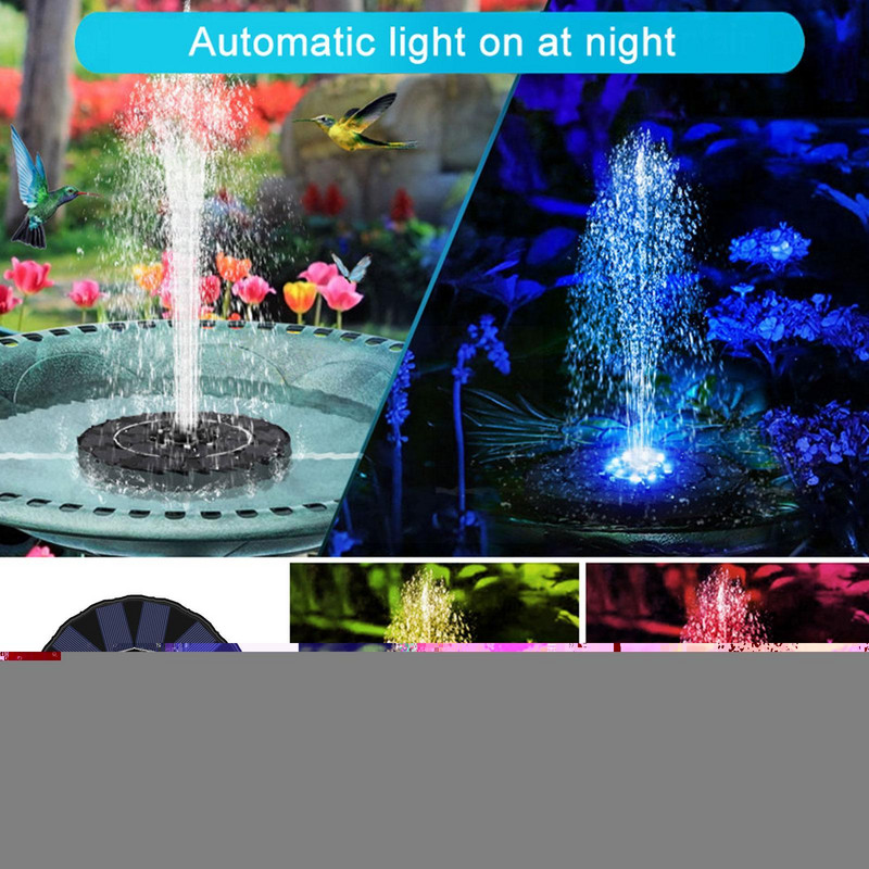 18/16/13cm vonkajšia plávajúca solárna záhradná fontána, bazén, jazierko, vodopád, fontána, solárny vodný panel, čerpadlo H5D4