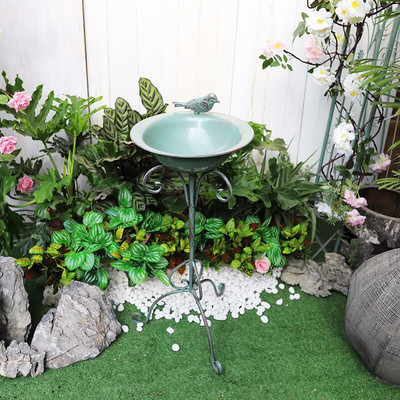 Prašmatnus Shabby Retro Floor Paukščių lesyklėlis Birdbath Metal Vintage