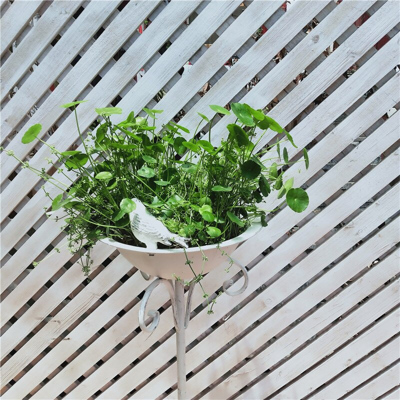 Prašmatnus Shabby Retro Floor Paukščių lesyklėlis Birdbath Metal Vintage