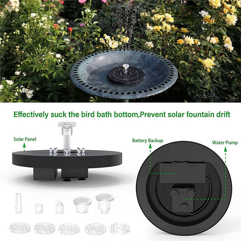 Plaukiojantis saulės fontanas sodas krioklys fontanas baseinas tvenkinys paukščių vonia saulės baterijos maitinamas fontanas vandens siurblys sodo dekoravimas