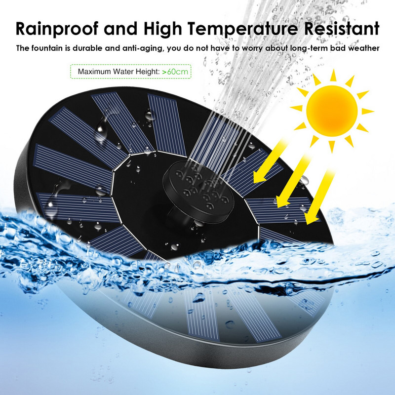 Plaukiojantis saulės vandens fontanas Saulės energija varomas vandens siurblys baseinas krioklys fontanas paukščių vonia sodo tvenkiniams baseinams akvariumo dekoras