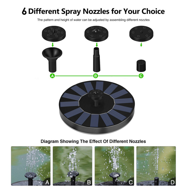 Plaukiojantis saulės vandens fontanas Saulės energija varomas vandens siurblys baseinas krioklys fontanas paukščių vonia sodo tvenkiniams baseinams akvariumo dekoras