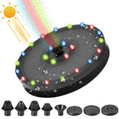 Vonkajšia záhradná solárna fontána s vodným čerpadlom, vstavaná batéria so 7 typmi vody, LED farebné svetlo, dekorácia bazéna a jazierka