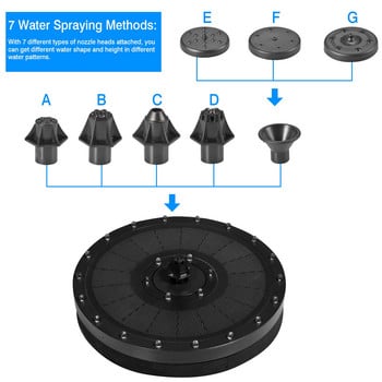 Външен градински соларен фонтан Водна помпа Вградена акумулаторна батерия със 7 вида вода LED Цветна светлина Басейн Декорация на езерце