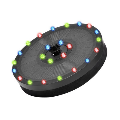 Vonkajšia záhradná solárna fontána s vodným čerpadlom, vstavaná batéria so 7 typmi vody, LED farebné svetlo, dekorácia bazéna a jazierka