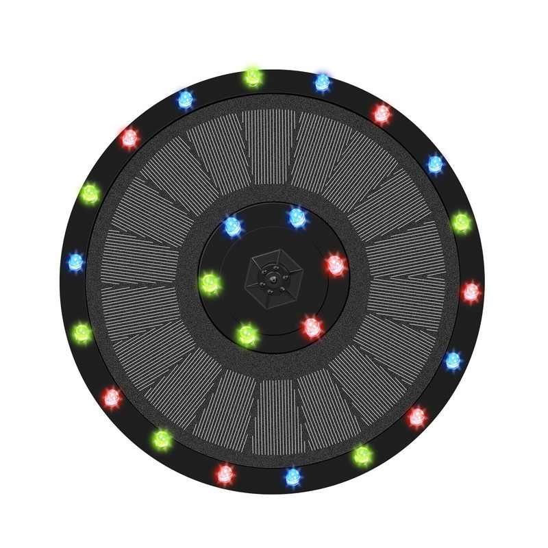 Vonkajšia záhradná solárna fontána s vodným čerpadlom, vstavaná batéria so 7 typmi vody, LED farebné svetlo, dekorácia bazéna a jazierka