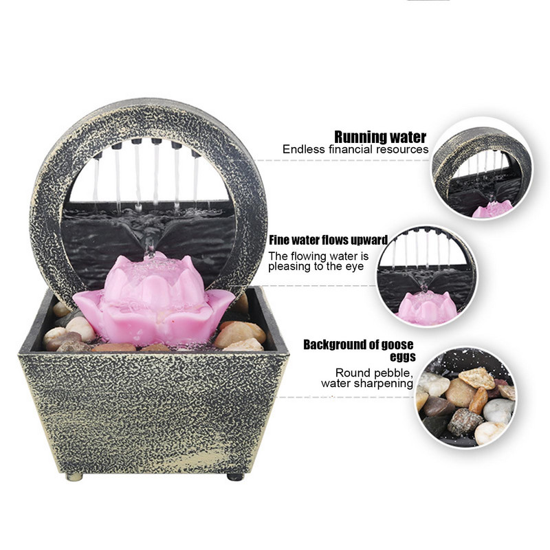 Stalinis fontanas Vandens teka Ornamentas su Led šviesa Dekoracija Papuošalai Amatai Kraštovaizdis Krioklys Scenos baseinas Namų dekoras