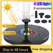 Saulės vandens fontanas Baseinas Tvenkinys Krioklys Sodo puošmena Saulės energija varomas spalvingas fontanas, plūduriuojantis su 8 purkštukais paukščių voniai