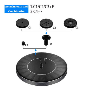 Соларен фонтан Водна помпа за градинско езерце Басейн Аквариум Пейзаж Градина Слънчева енергия Декоративен фонтан 9V 2.4W