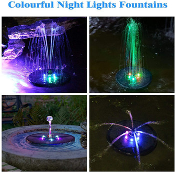 7V/3W плаващ слънчев фонтан, градински водопад, цветни LED светлини, захранван със слънчева енергия фонтан, помпа, езерце, баня за птици, градински декор