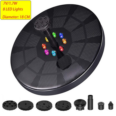 7V/3W plávajúca solárna fontána, záhradný vodopád, farebné LED svetlá, solárna fontána, čerpadlo, jazierko, vtáčia kúpeľňa, záhradná dekorácia