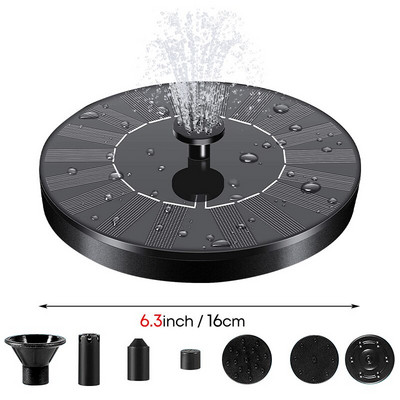Fântână de grădină solară Fântână în aer liber pentru baie de păsări 16/13 cm Pompă plutitoare pentru baie de păsări/Iaz/curte/decor de terasă