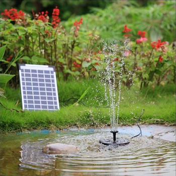 Ηλιακή αντλία σιντριβανιού 5W, ηλιακή αντλία νερού Πλωτό σιντριβάνι Ενσωματωμένο με 6 ακροφύσια για λιμνούλα με δεξαμενή ψαριών μπάνιου πουλιών