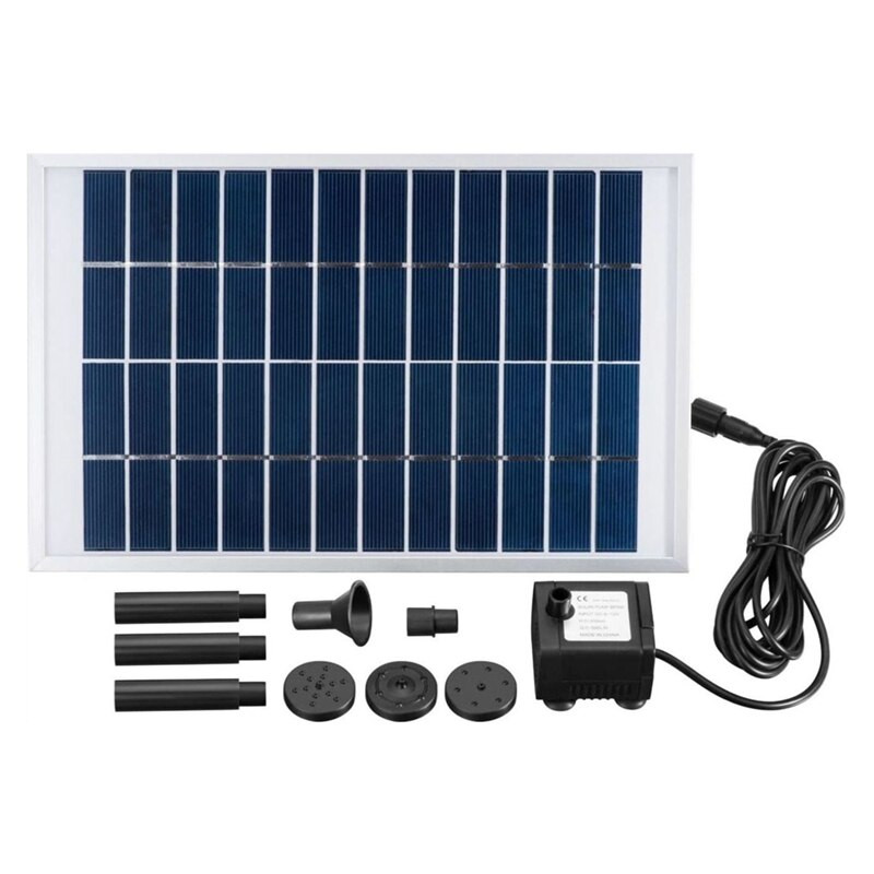 5W solárne fontánové čerpadlo, vstavaná solárna vodná pumpa so 6 tryskami pre vtáčí kúpeľ a akvárium
