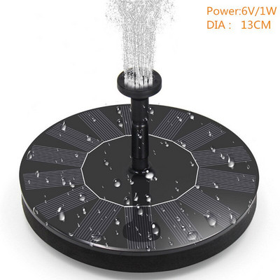 Záhradná fontána, solárna fontána, vonkajší bazén, plávajúce čerpadlo, slnečné svetlo, okrúhla záhrada, dekoratívna vtáčia vanička, farebná fontána 13/16/18 cm