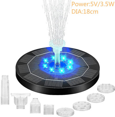 Záhradná fontána, solárna fontána, vonkajší bazén, plávajúce čerpadlo, slnečné svetlo, okrúhla záhrada, dekoratívna vtáčia vanička, farebná fontána 13/16/18 cm