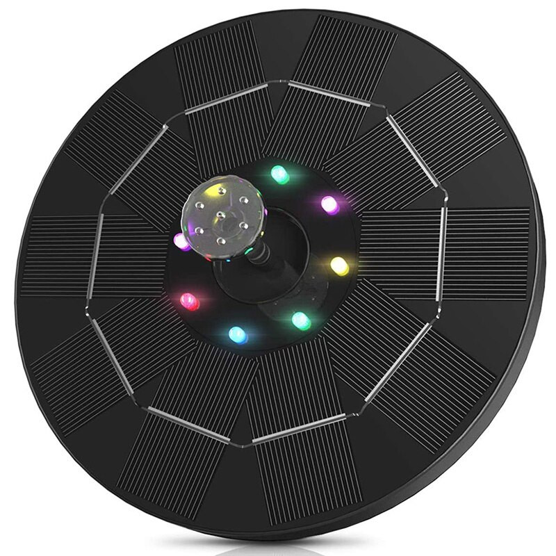 Záhradná fontána, solárna fontána, vonkajší bazén, plávajúce čerpadlo, slnečné svetlo, okrúhla záhrada, dekoratívna vtáčia vanička, farebná fontána 13/16/18 cm