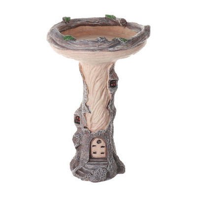 Roztomilá podstavcová fontána, malá mývalová záhradná dekorácia, 9-palcová miska na vtáčí kúpeľ, kŕmidlá pre vtáky, živica