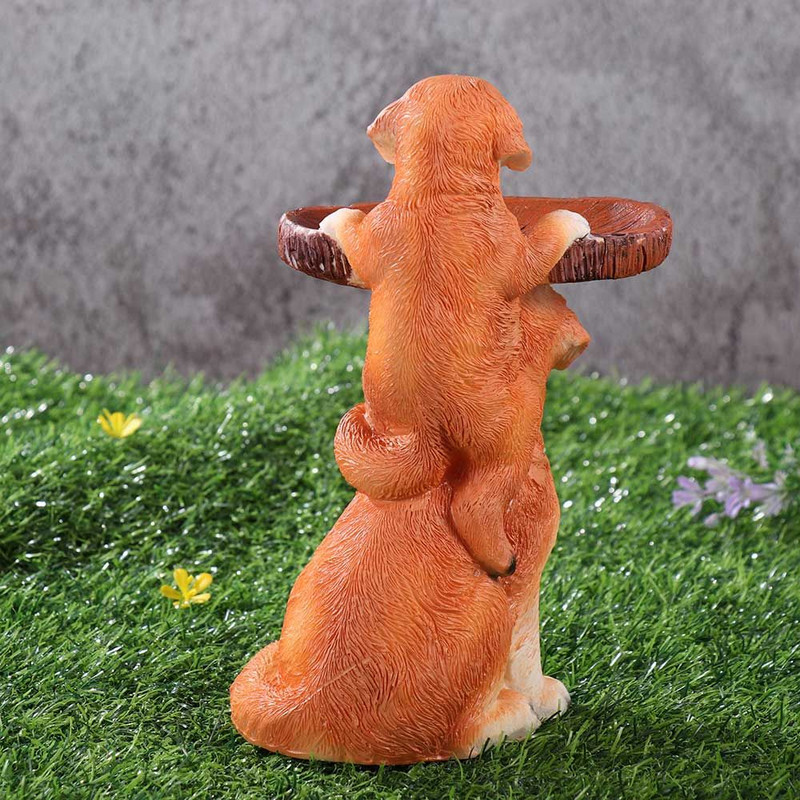 Roztomilá podstavcová fontána, malá mývalová záhradná dekorácia, 9-palcová miska na vtáčí kúpeľ, kŕmidlá pre vtáky, živica