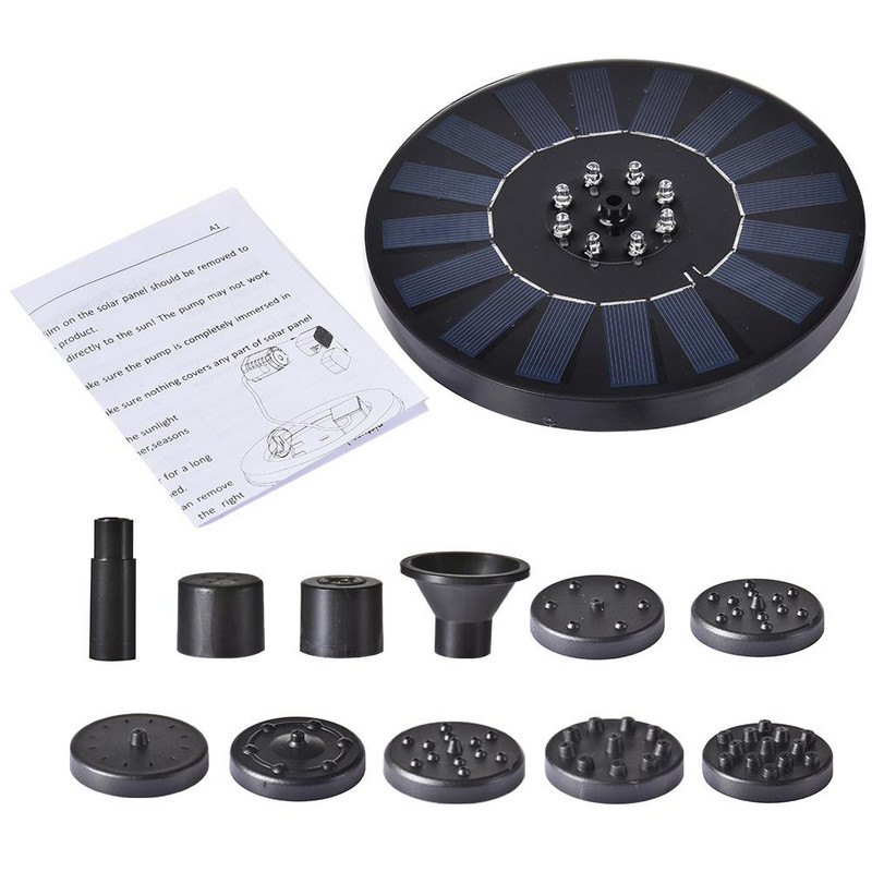 Päikeseenergia purskkaev 8 LED valgusega basseini tiigi ujuv purskkaev veepump Aia linnuvanni maastikukujundus 10 V