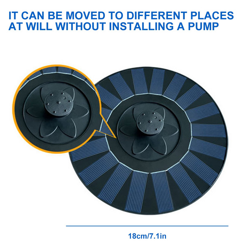 Kruhové solárne vodné čerpadlo s tryskami Solárne fontánové čerpadlo DIY Vonkajšia solárna fontána pre vtáky Kúpeľňové jazierko Bazén Akvárium