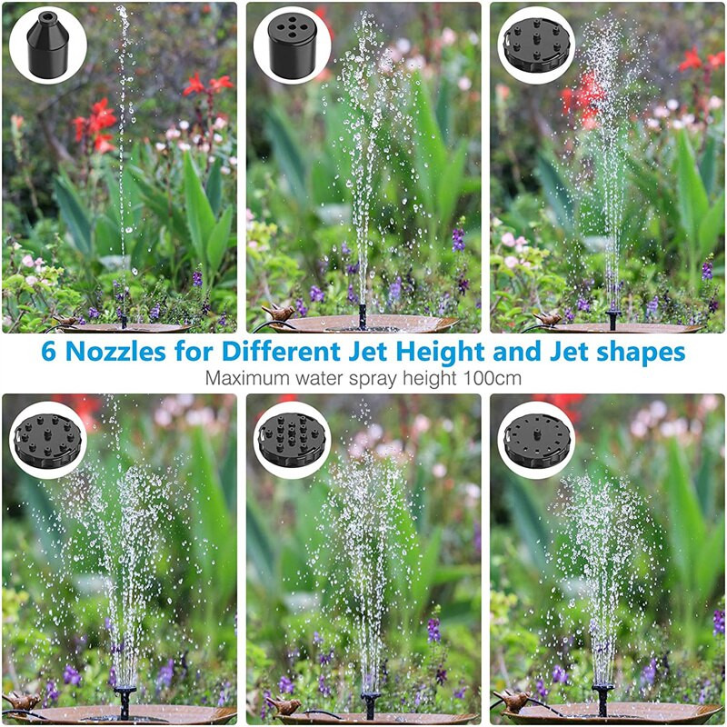 5,5 W saulės fontanas su integruotu 1500 mAh baterijomis, plaukiojantis saulės fontanas, skirtas paukščių vonioms sodo kiemo tvenkiniui lauke