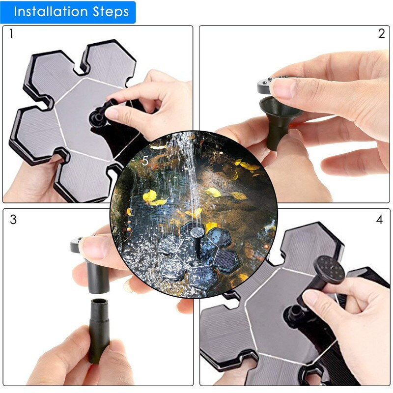 AISITIN saulės fontanas daugiakampis baseinas sodas, tekantis vandens fontanas, plaukiojantis lauko paukščių vonia, kiemo kūrybingas dekoravimas