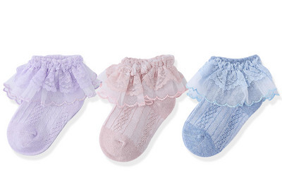 Nėriniuotos kojinės mergaitėms, komplekte 2, 3 arba 4 vnt