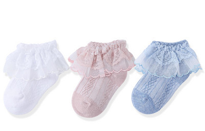 Nėriniuotos kojinės mergaitėms, komplekte 2, 3 arba 4 vnt